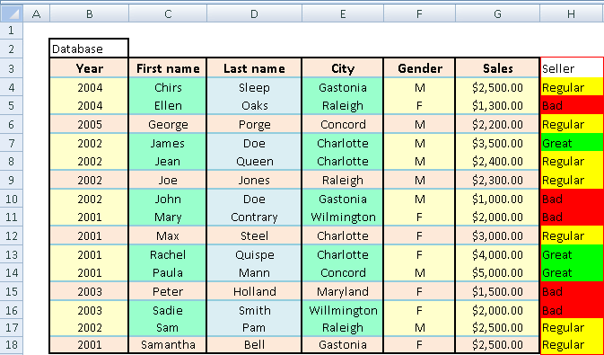 using excel as a database